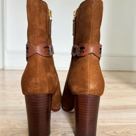Ralph Lauren Abigael Brown Suede Leather Heel Boots NWOT Size 9.5 - Picture 4 of 7